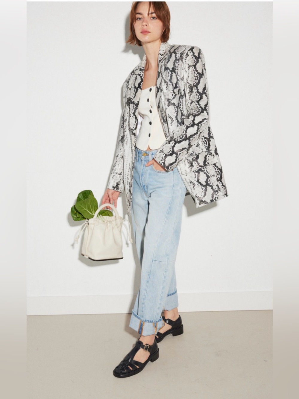 Mango Snake Effect Blazer